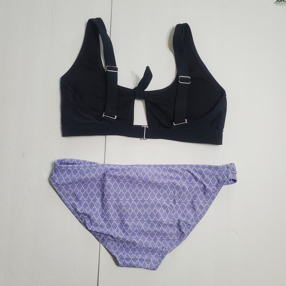 Old Navy 2 Piece Bikini Separates Black Top Purple Print Bikini Bottom  Large - Picture 2 of 8